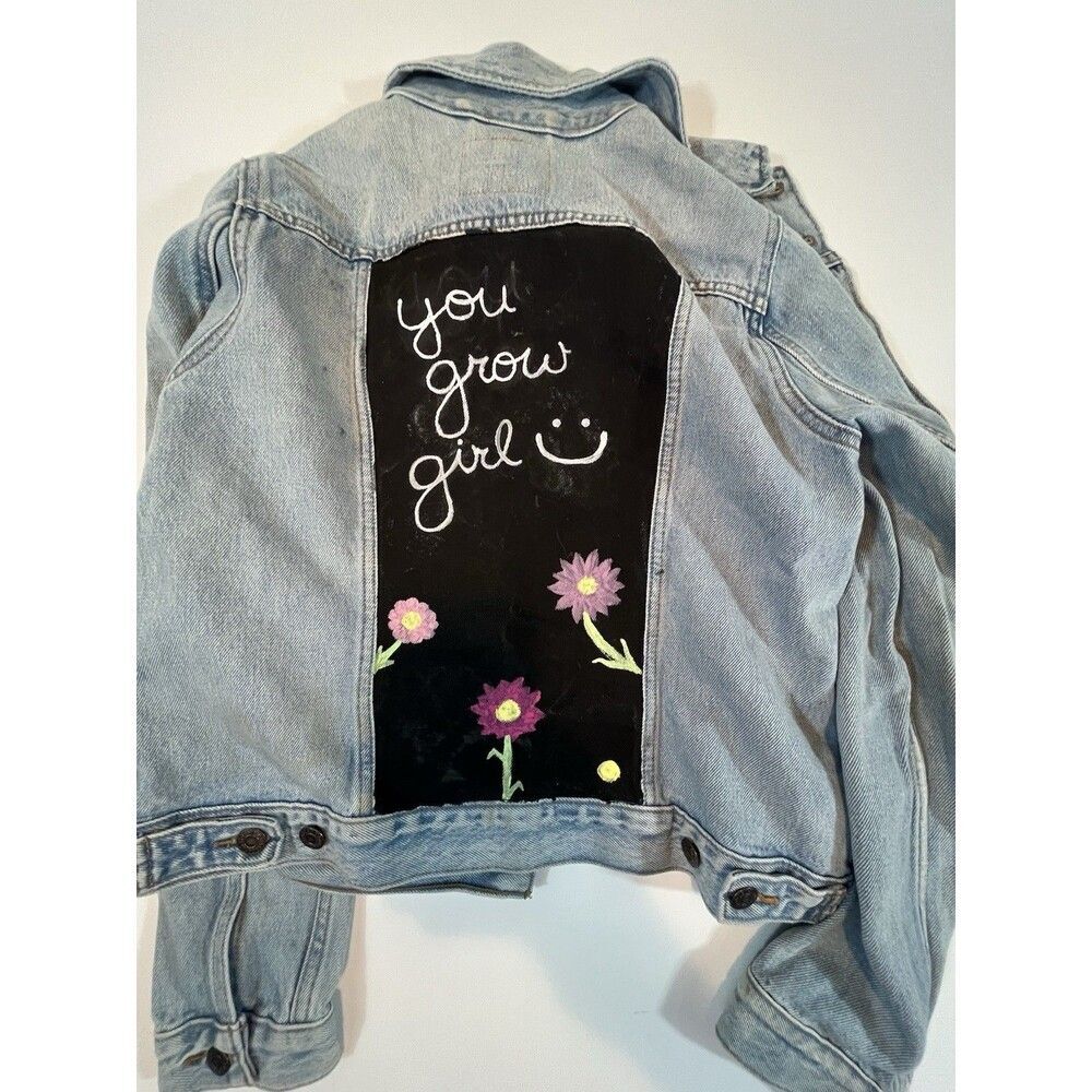 Levi's Jean Jacket Womens Size Large Custom Hand Painted Back - Picture 8 of 10